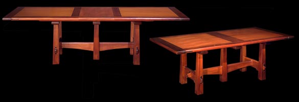 Pyramid Leg Table with and without leaf.